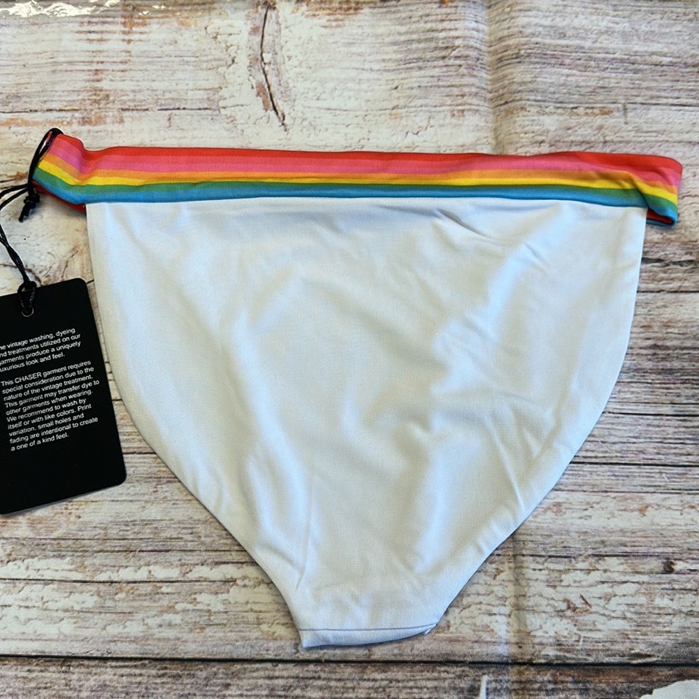Chaser • White with Rainbow Bikini Bottoms • Sz M • NWT! - Picture 5 of 9